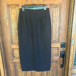 Vintage Wool Long Pencil Skirt dark brown size 10